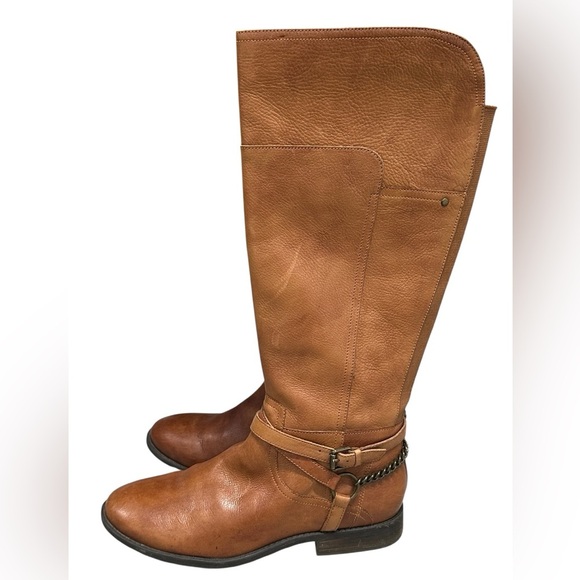 Marc Fisher Alexis Tall Cognac Boot 9.5  Brown Leather 16.5” Western Fall Trend - Picture 3 of 9